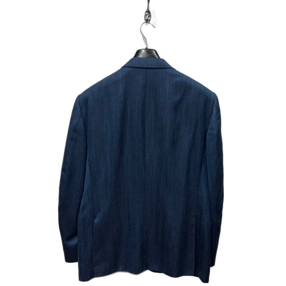 Blue Herringbone Loro Piana Wool/Linen/Silk Sport Jacket - Tombolini - Picture 2 of 13
